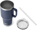 YETI Rambler 35 oz Tumbler with Handle and Straw Lid, Travel Mug Water Tumbler, Vacuum Insulated Cup with Handle, Stainless Steel, Navy