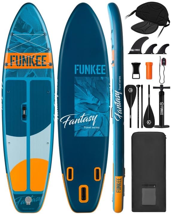11’×34"×6" Extra Wide Inflatable Stand Up Paddle Board, Sup Board with Removable Fins, Backpack, Floating Paddle, Safety Leash, Floating Phone Case for Adults & Youth of All Skill Levels