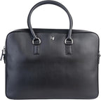 REV_UP! Premium Leather Business Briefcase, Executive Laptop Bag with Dual Handles, Professional Office Document Carrier