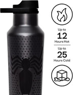 Corkcicle Marvel Sport Canteen - Insulated Stainless Steel Water Bottle - Compact & Travel-Friendly - Durable - Dishwasher Safe - BPA Free - Wide Mouth - Non-Slip Silicone Base - 20 oz - Venom