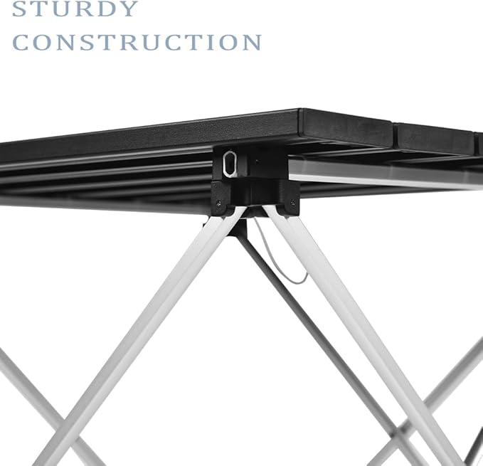 Grope Portable Camping Table with Aluminum Table Top, Folding Beach Table Easy to Carry, Prefect for Outdoor, Picnic, BBQ, Cooking, Festival, Beach, Home Use (Black-S)