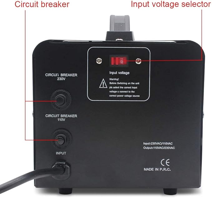 Cantonape Voltage Transformer Converter 1000 Watt Step Up/Down Convert from 110-120 Volt to 220-240 Volt and from 220-240 Volt to 110-120 Volt with 2 US Outlets, 2 Universal Outlets