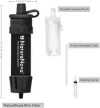 Mini Water Filter NatureNova Portable Emergency Water Filtration System Hiking Camping Straw Survival Gear Emergency Preparedness