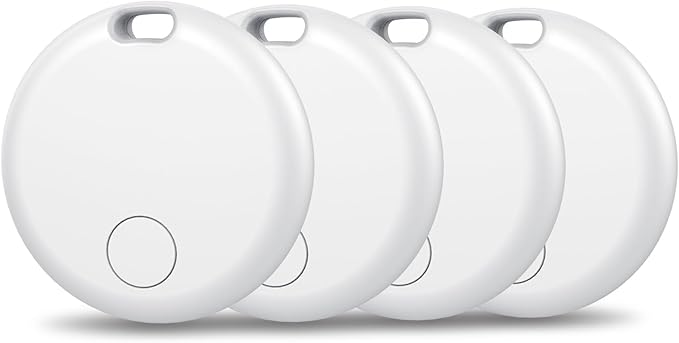 Air Tracker Tags-4 Pack: Smart Bluetooth Tracker, Item Finder Works with Apple Find My (iOS Only) App, Trakcer Tag Locator for Keys, Luggage, Satchel, weTag mini. (Not for Android Devices)
