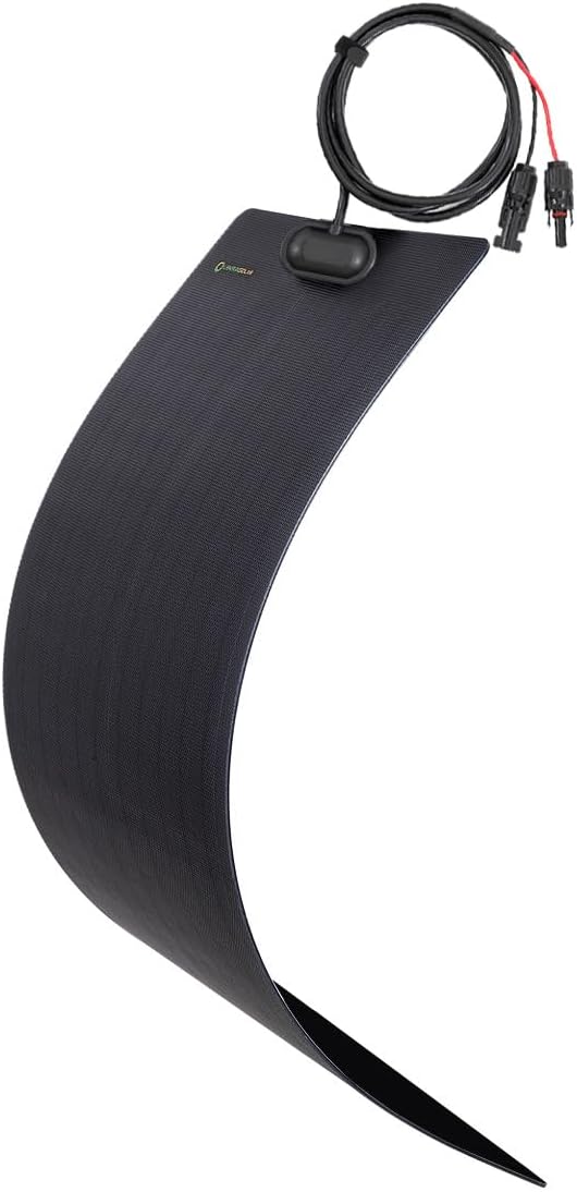 Lensunsolar 55W 12V ETFE Black Flexible Solar Panel, PERC Mono Solar Cells, Ultrathin Ultra Lightweight for Campers, RVs, Boats,Camping, Tent