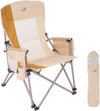 Heavy Duty Portable Folding Camping Chair for Adults with Padded | for Outdoor & Sports, Backpacking, Beach, Lawn, Hunting, Tailgating, Fishing | Supports 400 Lbs (Single, Beige)