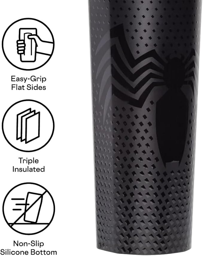 Corkcicle Marvel Sport Canteen - Insulated Stainless Steel Water Bottle - Compact & Travel-Friendly - Durable - Dishwasher Safe - BPA Free - Wide Mouth - Non-Slip Silicone Base - 20 oz - Venom
