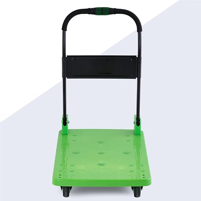 Large Folding Platform Hand Truck Cart Portable Utility Cart with 360° Swivel Wheels for Easy Moving of Luggage & Warehouse Items Green Color