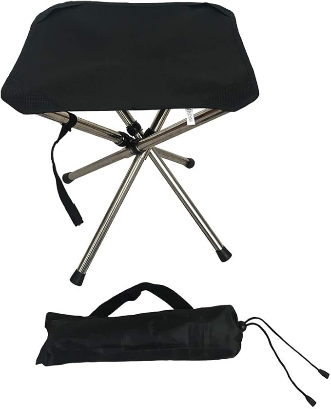 LIBOSULV Folding Camping Stool, Retractable Camping Chair, Super Compact, for Travel, Hiking, Gathering, Barbecue, with Carry Bag, Storage Size 11.61"x2.56"x2.56"