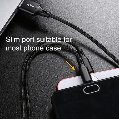 Puxnoin Multi Charging Cable, 4Pack Multi Charger Cable Short 1FT Braided Universal 3 in 1 Multiple USB Cable Charging Cord with Type-C, Micro USB Port Connectors for Cell Phone, Tablets