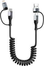 Coiled Lightning Cable [2Pack 4FT] 4 in 1 Multi Charging Cable 60W Fast Charging Retractable Charger Cord for iPhone 17 16 15/14/13/12/11 Pro Max/XS MAX/XR/XS/X/8/7/6 Plus/iPad/AirPods/MacBook/CarPlay