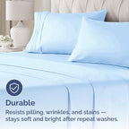 Pillowcases - Ultra Soft Hotel Quality Pillowcase Covers - Comfy, Cozy & Wrinkle Free - Shrinkage and Fade Resistant - Machine Washable Pillow Protectors - (Queen, Light Blue, 4 Piece Set)