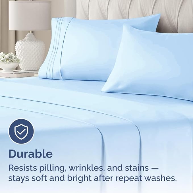 King Pillow Cases Set of 2 - Ultra Soft Hotel Quality Pillowcase Covers - Comfy Cozy Bedding for Women, Men, Kids and Teens - Machine Washable Pillow Protectors - 2 Pieces Set - King Size Light Blue