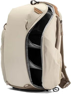 Peak Design Everyday Backpack Zip 15L, Bone, 270-Degree Zip, Dual Side Pockets, FlexFold Dividers, Fits 15" Laptop, For Camera Carry, Daily Commutes or Travel, Versatile Backpack for Men and Women