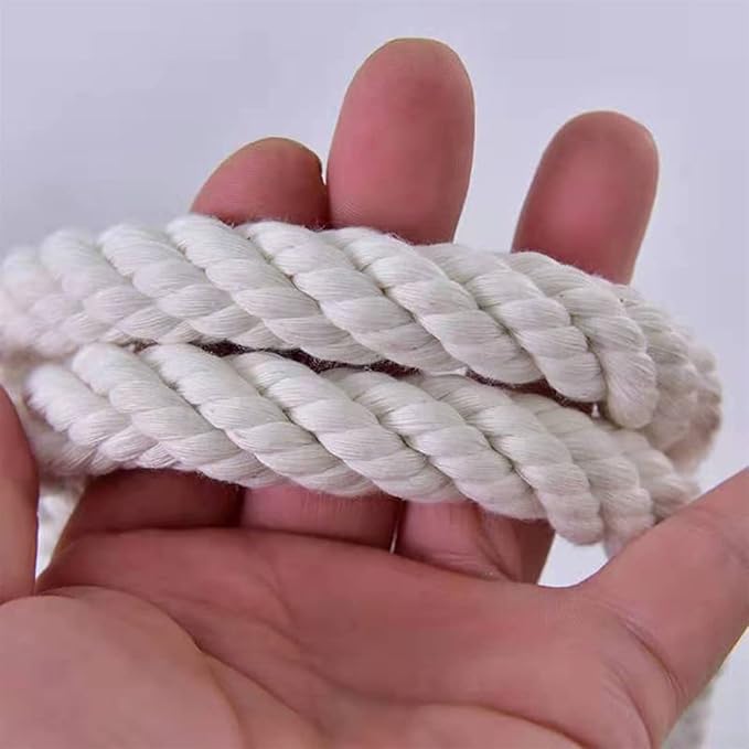 50 Ft Clothesline Long Clothes Line, Cotton Clothesline Rope Laundry Line Rope Craft Drying Rope Adjustable forCamping Travel & Home Use DIY Rope as Candle Replacement Wick Laundry Line Dryer Rope