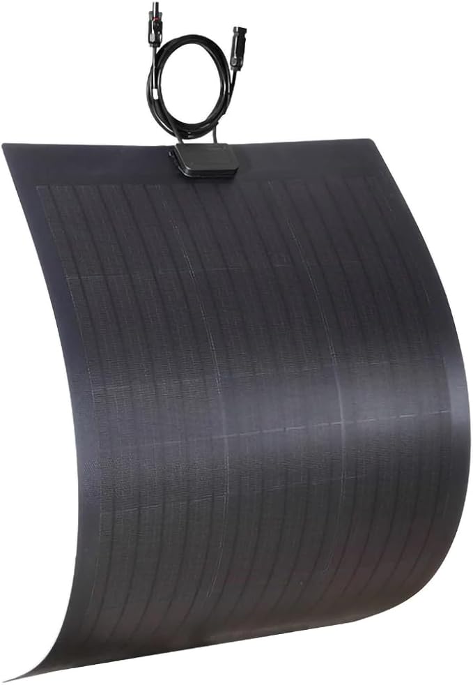 LensunSolar 80W 12V Flexible Solar Panel ETFE Black Thin, Monocrystalline High Efficiency, Slim Flexible PERC Mono Solar Cells 12 Volt for Battery Charge Marine RV Campers Boats Camping Generator