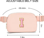 Gitus 6 7 8 9 10 Year Old Girl Gifts Belt Bag Fanny Pack Crossbody Bags with Initial Letter Patch Things for Teen Girls Easter Gifts for Girls Travel Essentials（Coral Pink-I）