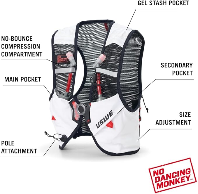 USWE Pace - Running Vest Hydration Pack with 2 x 500ml UltraFlask, Backpack for Men and Women