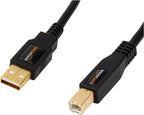 Amazon Basics USB-A to USB-B 2.0 Cable for Printer or External Hard Drive, Gold-Plated Connectors, 16 Foot, Black