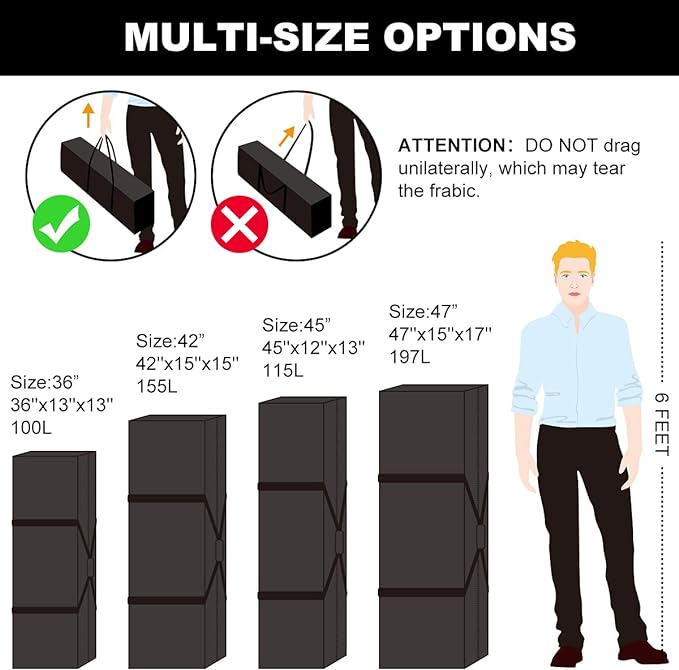 COOLBEBE 36-Inch Large Travel Duffle Bag, 100L Heavy Duty Luggage for Sports Equipment, Camping & Moving, Water Resistant, Black