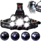 Headlamp Rechargeable,1200 Lumen Ultra Bright 5 LED Headlight Flashlight,Brightest USB Rechargeable Headlamps,Waterproof Zoomable Head Lamp 4 Modes Light for Outdoors Camping Hunting Hiking Hard Hat