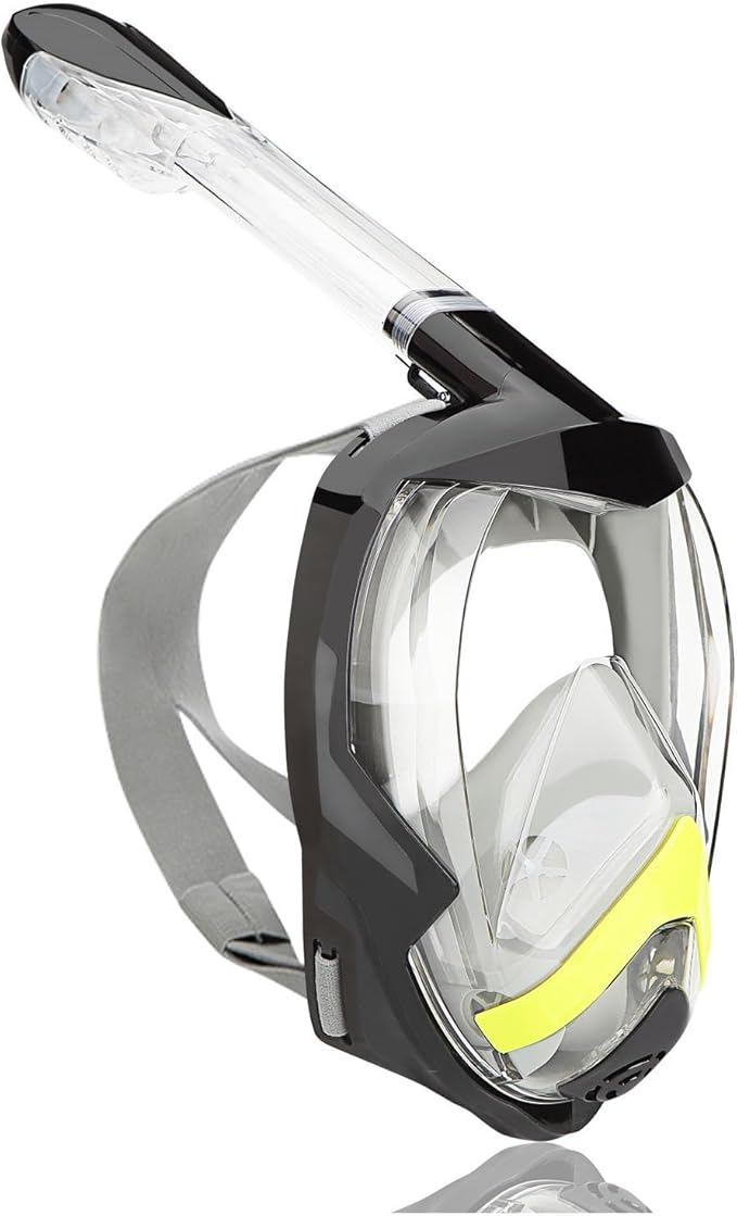 Flyboo Snorkel Mask,180°View Snorkelling Gear with Panoramic Full Face Design-Sports Camera Compatible Diving Mask with Anti-Fog and Anti-Leak Technology for Adults and Kids