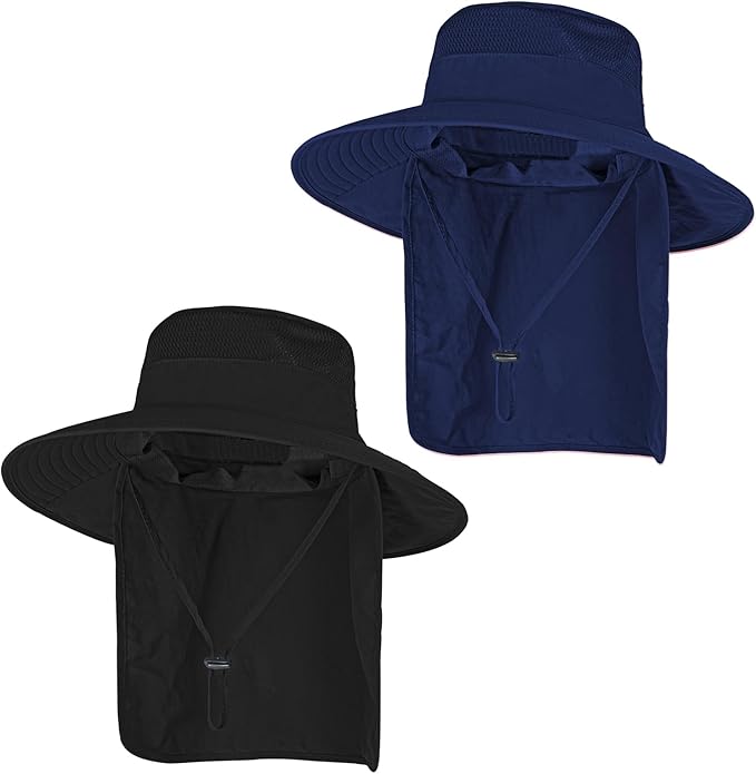 Sun Hats for Men Women Fishing Hat UPF 50+ Breathable Wide Brim Bucket Hats Summer UV Protection Safari Hat with Neck Flap