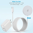 10FT Magnetic Wireless Charger,15W Fast Apple Mag-Safe Charger for iPhone 17/16/15 PD with USBC Apple Fast Charging Block 10Foot Quick Charge for iPhone 17/17 Air/17 16 15 Pro/Pro Max/14/13/12/AirPods