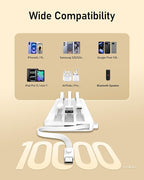 VEEKTOMX Portable Charger with Built in Cables 10000mAh, USB C Power Bank with 5 Outputs and LED Display, Small & Slim Battery Pack Compatible with iPhone/iPad/Samsung and Android Devices for Travel