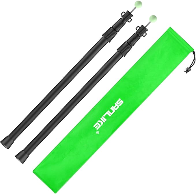 SANLIKE Telescoping Tarp Poles Tent Poles, 96" Aluminum Canopy Poles Extendable Pole for Awning Shelter Camping Hiking Backpacking, Luminous Tip Cap Design, Set of 2, Black
