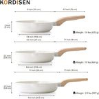 Nonstick Ceramic Frying Pan Set, 3 Piece Ceramic Skillet Set, Healthy Non Toxic Cooking Pan, Stay-Cool Handle, Induction Compatible, PFOA & PFAS Free, White