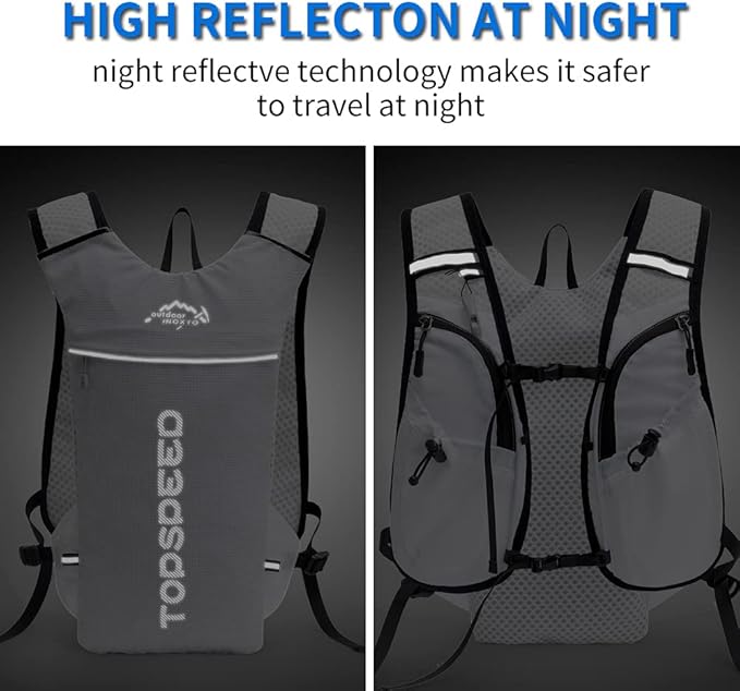 INOXTO Running Hydration Vest Backpack,Lightweight Insulated Pack with 1.5L Water Bladder Bag Daypack for Hiking Trail Running Cycling Race Marathon for Women Men