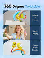 Portable Neck Fan, Hand-Free Fan, 5 Speeds, Foldable, Twistable, Lightweight, Rapid Cooling, Fashion, Quiet, Rechargeable, Summer Gift (Light Blue Green)