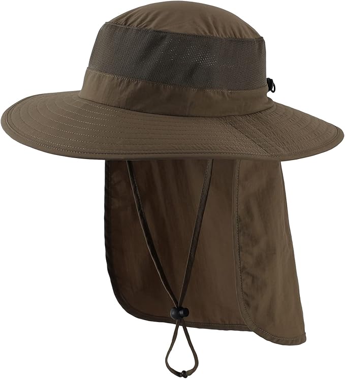 Home Prefer Outdoor UPF50+ Mesh Sun Hat Wide Brim Fishing Hat with Neck Flap Sun Hat for Men Women