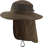 Home Prefer Outdoor UPF50+ Mesh Sun Hat Wide Brim Fishing Hat with Neck Flap Sun Hat for Men Women