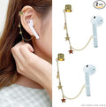 ZOSTLAND 1 Pair Creative Earphone Anti Lost Earring Clip Earclip Strap Wireless Earhook Earbud Ear Bud Holder Connector Compatible with Airpods 1/2/Pro/3 Beats Fit Pro Sony (Star Gold)