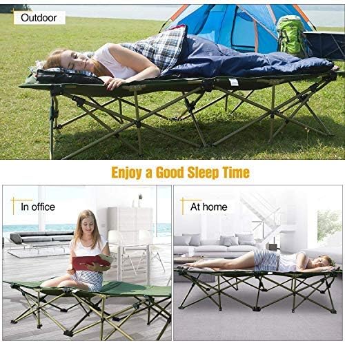 REDCAMP Oversized Camping cots for Adults 500lbs,33'' Extra Wide Tall Sleeping Cots Heavy Duty, XL Cots Portable for Outdoor Indoor Office, Green