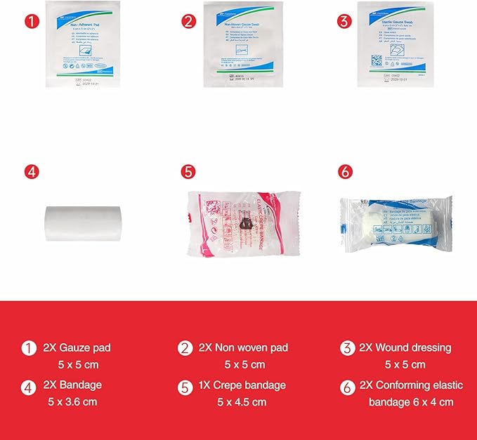 11Pcs First Aid Kit Refill - Assorted Gauze Pads & Bandages for Home, Outdoor Cuts, Scrapes Replenish Pack