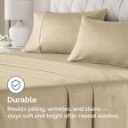 King Pillow Cases Set of 2 - Ultra Soft Hotel Quality Pillowcase Covers - Comfy Cozy Bedding for Women, Men, Kids & Teens - Machine Washable Pillow Protectors - 2 Pieces Set - King Size Heathered Tan