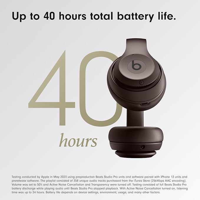 Beats Studio Pro Bluetooth Noise Cancelling Headphones with Apple 20W USB-C Power Adapter - Deep Brown