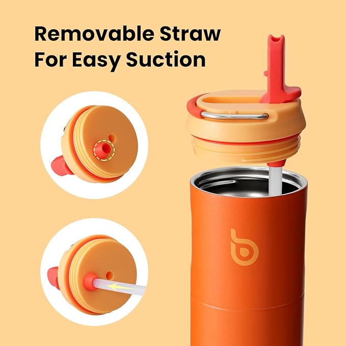 BOTTLE BOTTLE Insulated Water Bottle 24oz with Straw Lid and Handle for Sports Travel Gym Stainless Steel Water Bottles Double-Wall Vacuum Metal Leak Proof BPA-Free