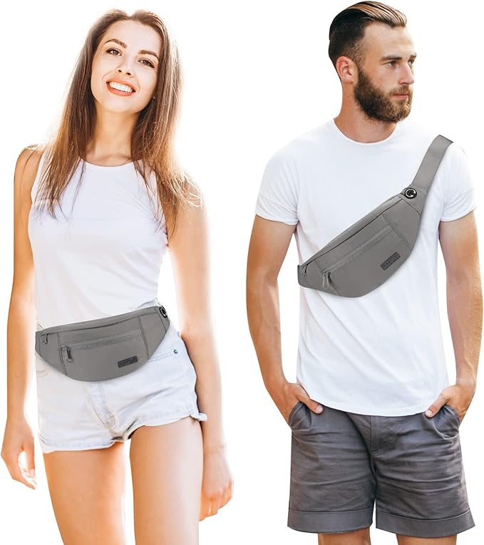 MAXTOP Large Crossbody Fanny Pack with 4-Zipper Pockets,Gifts for Enjoy Sports Festival Workout Traveling Running Casual Hands-Free Wallets Waist Pack Phone Bag Carrying All Phones