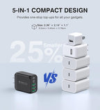 [2-Pack]50W USB C Wall Charger Block, 5-Port C Charger Fast Charging Block PD Power Adapter +QC 3.0 Multiport Type C Box Brick Cube USB A Wall Plug for iPhone 16/15/14/13 Pro Max,Samsung Galaxy(Black)