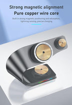 Qi2 Wireless Charger, 3 in 1 Fast Charging Station for iPhone 15/14/13/12, Apple Watch, AirPods, 15W Magnetic Foldable Charging Dock, Portable Wireless Charger Stand for Home, Office, Travel