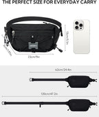 WATERFLY Lightweight Small Fanny Pack: 1.5L Mini Slim Crossbody Waist Belt Hip Bag with RFID Blocking, Anti-Theft & Water Resistant Pouch for Women Men Travel Hiking Running Walking EDC