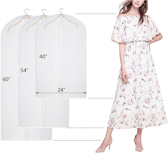 Garment Bags Clear Suit Bag for Closet Storage Set of 8 Hanging Clothes Dress Cover Bags Dust-Proof with Zipper for Suit, Coat, Dresses Clothes Storage-24” x40”