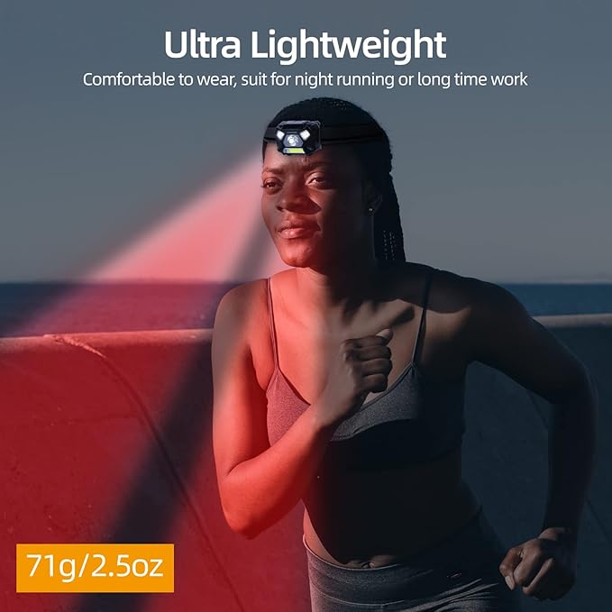 KunHe Pack 2 Red Light LED Headlamps Flashlights Headlight Bright Head Lamp for Adults Night Vision and Outdoor Camping