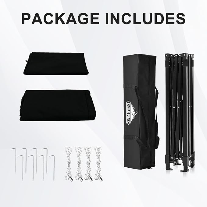 EAGLE PEAK Flex Ultra Compact 5x5 Pop-up Canopy, Sun Shelter, Changing Room, Portable Privacy Canopy Cabana for Pool, Fashion Photoshoots, or Camping, Black