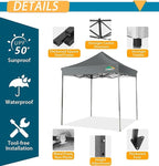 COBIZI 6.6x6.6 Pop Up Canopy Without Sidewall,Heavy Duty Canopy UPF 50+ All Season Wind Waterproof Commercial Outdoor Party Tents for Parties Canopy Gazebo with Storage Bag(6.6 x 6.6 ft Gray)