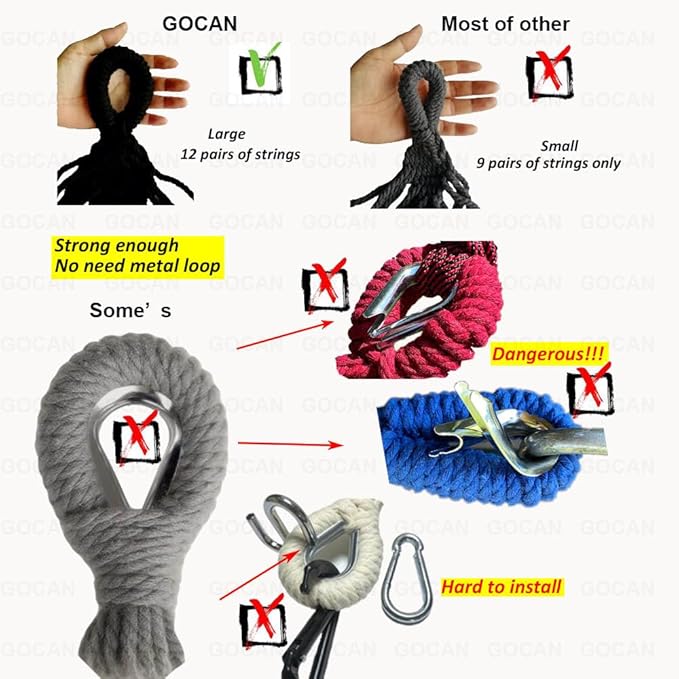 Double Hammock 2 Person Extra Large 330X150cm Load Capacity 600Pound Canvas Cotton Hammock for Patio Porch Garden Backyard Lounging Outdoor and Indoor XXL(Black)